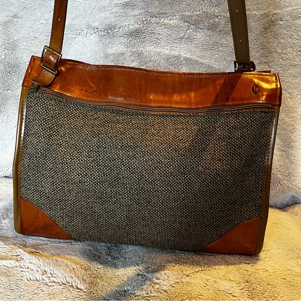 Vintage Hartmann tweed and leather weekender bag